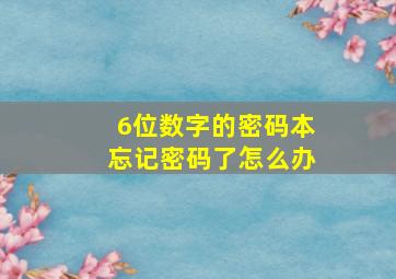 6位数字的密码本忘记密码了怎么办