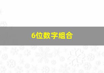 6位数字组合