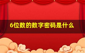 6位数的数字密码是什么