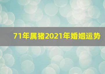 71年属猪2021年婚姻运势