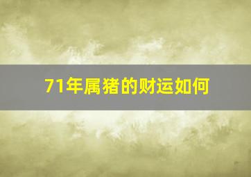 71年属猪的财运如何