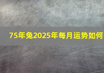 75年兔2025年每月运势如何