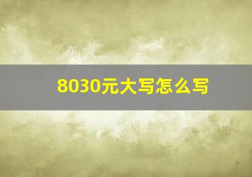 8030元大写怎么写