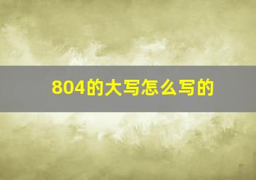 804的大写怎么写的