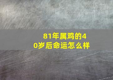 81年属鸡的40岁后命运怎么样