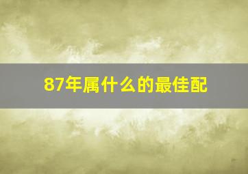 87年属什么的最佳配