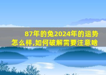 87年的兔2024年的运势怎么样,如何破解需要注意啥