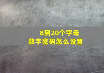 8到20个字母数字密码怎么设置