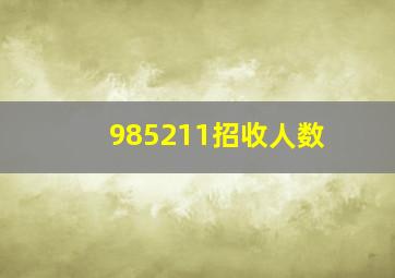 985211招收人数