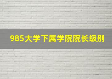 985大学下属学院院长级别