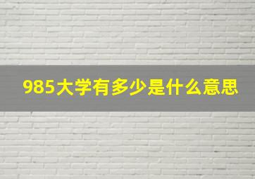 985大学有多少是什么意思