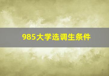 985大学选调生条件