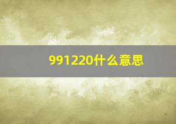 991220什么意思