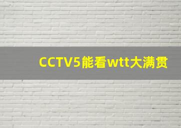 CCTV5能看wtt大满贯