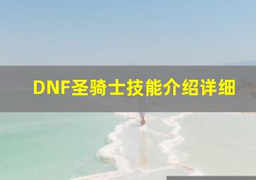 DNF圣骑士技能介绍详细