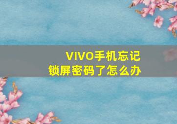 VIVO手机忘记锁屏密码了怎么办