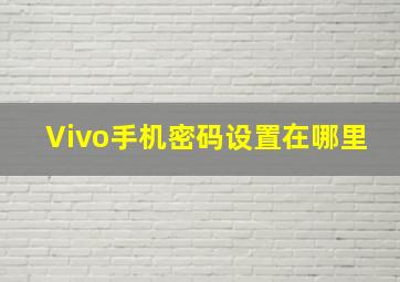 Vivo手机密码设置在哪里