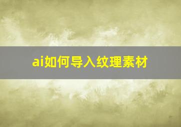 ai如何导入纹理素材