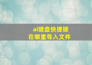 ai键盘快捷键在哪里导入文件