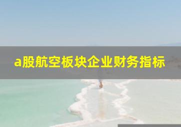 a股航空板块企业财务指标