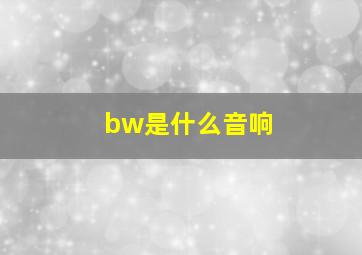 bw是什么音响