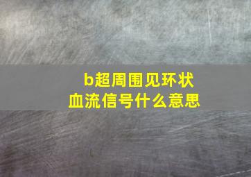 b超周围见环状血流信号什么意思