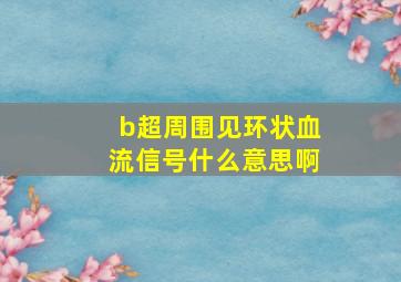 b超周围见环状血流信号什么意思啊