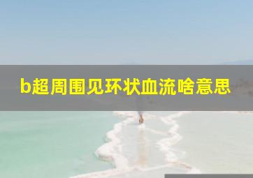 b超周围见环状血流啥意思