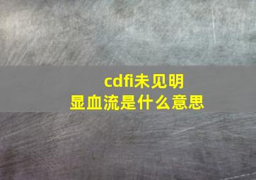 cdfi未见明显血流是什么意思