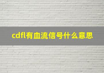 cdfl有血流信号什么意思