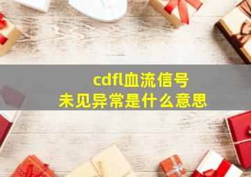 cdfl血流信号未见异常是什么意思