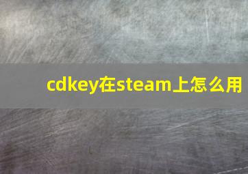 cdkey在steam上怎么用