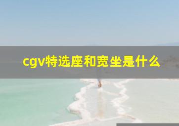 cgv特选座和宽坐是什么