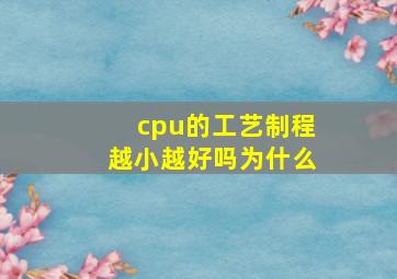 cpu的工艺制程越小越好吗为什么