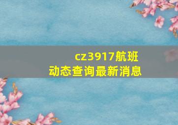 cz3917航班动态查询最新消息