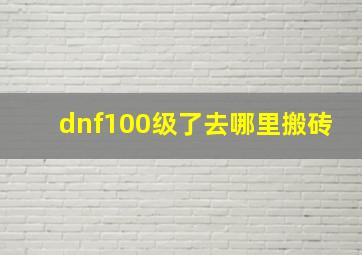 dnf100级了去哪里搬砖