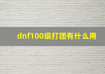 dnf100级打团有什么用