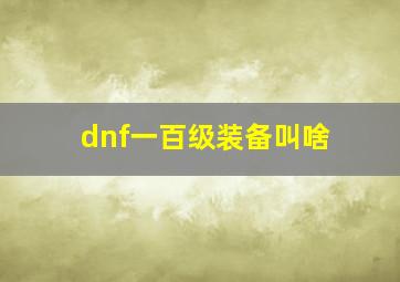 dnf一百级装备叫啥