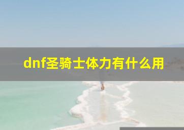 dnf圣骑士体力有什么用