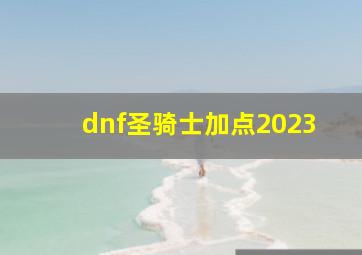 dnf圣骑士加点2023