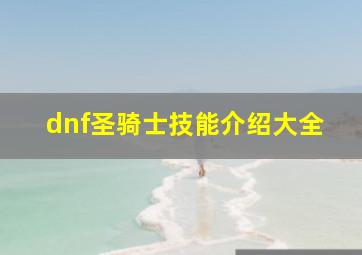 dnf圣骑士技能介绍大全