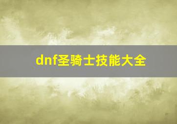 dnf圣骑士技能大全