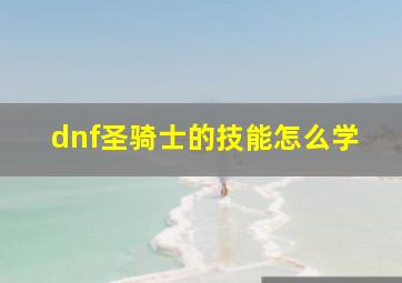 dnf圣骑士的技能怎么学