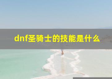 dnf圣骑士的技能是什么