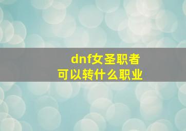 dnf女圣职者可以转什么职业