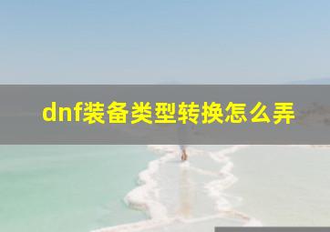 dnf装备类型转换怎么弄