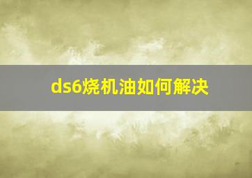 ds6烧机油如何解决