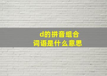 d的拼音组合词语是什么意思