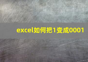 excel如何把1变成0001