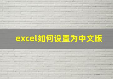 excel如何设置为中文版